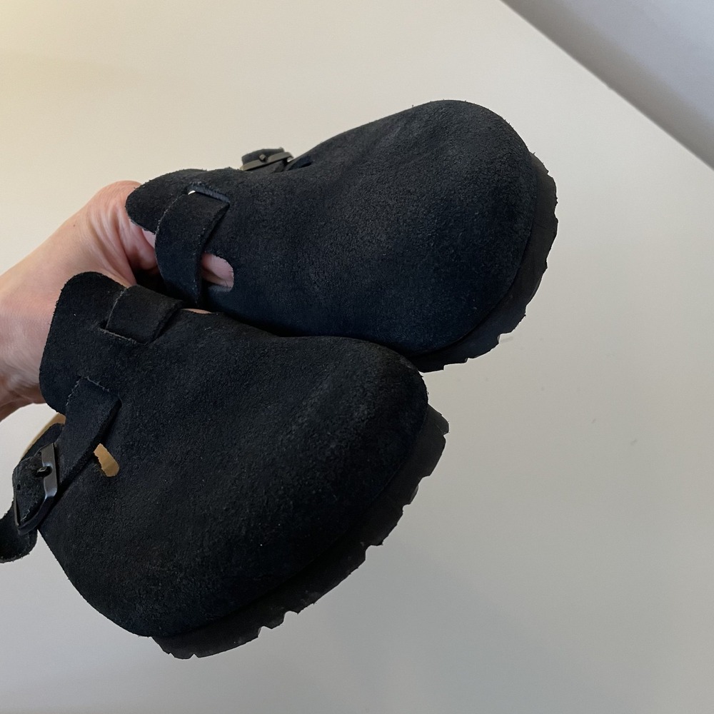 Birkenstock Black Suede Boston Clogs - Picture 9 of 11